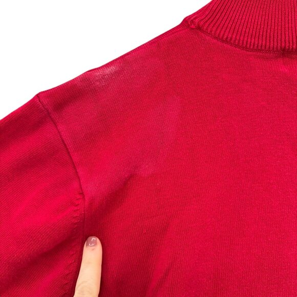 Vtg Casual Corner Sweater Womens Red Short Sleeve Mock Neck Pullover Size L - Picture 10 of 10